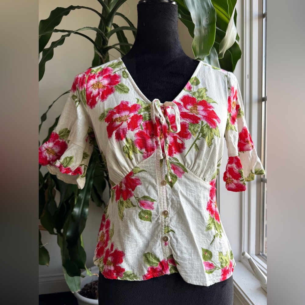 LC Lauren Conrad Pink Floral Blouse